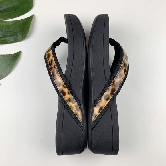 Vionic High Tide Sandals Flip Flops Black Animal Print Platform Comfort Womens 7 - Picture 7 of 10